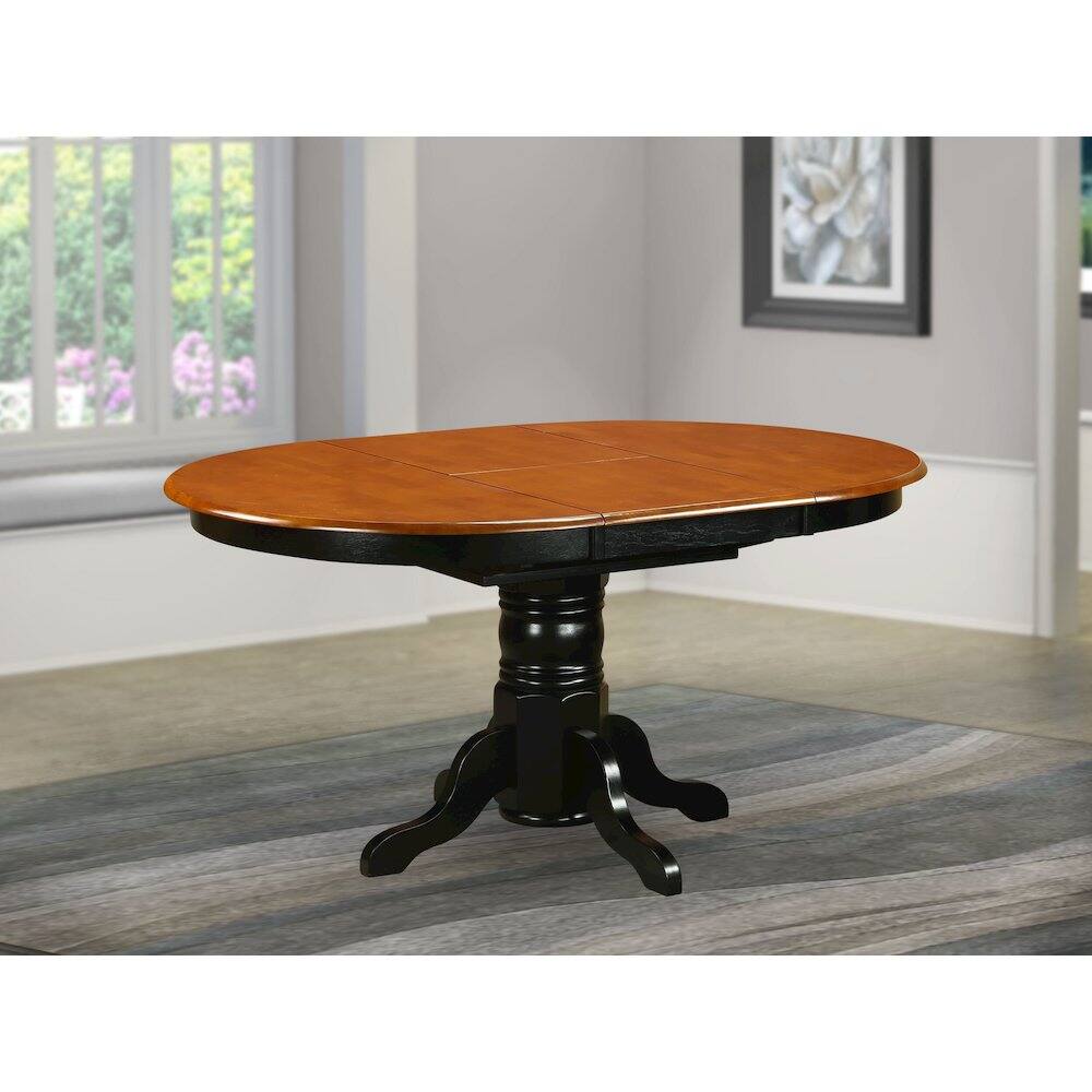 Alt View 1. East West Furniture - Oval Table with 18" Butterfly leaf -Black and Cherry - Black And Cherry.