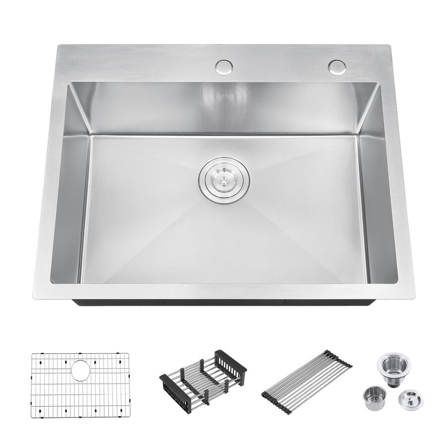 Colander Coated Akicon 28 in. Drop in Single Bowl 20 Gauge Nano Coated Kitchen Sink ...