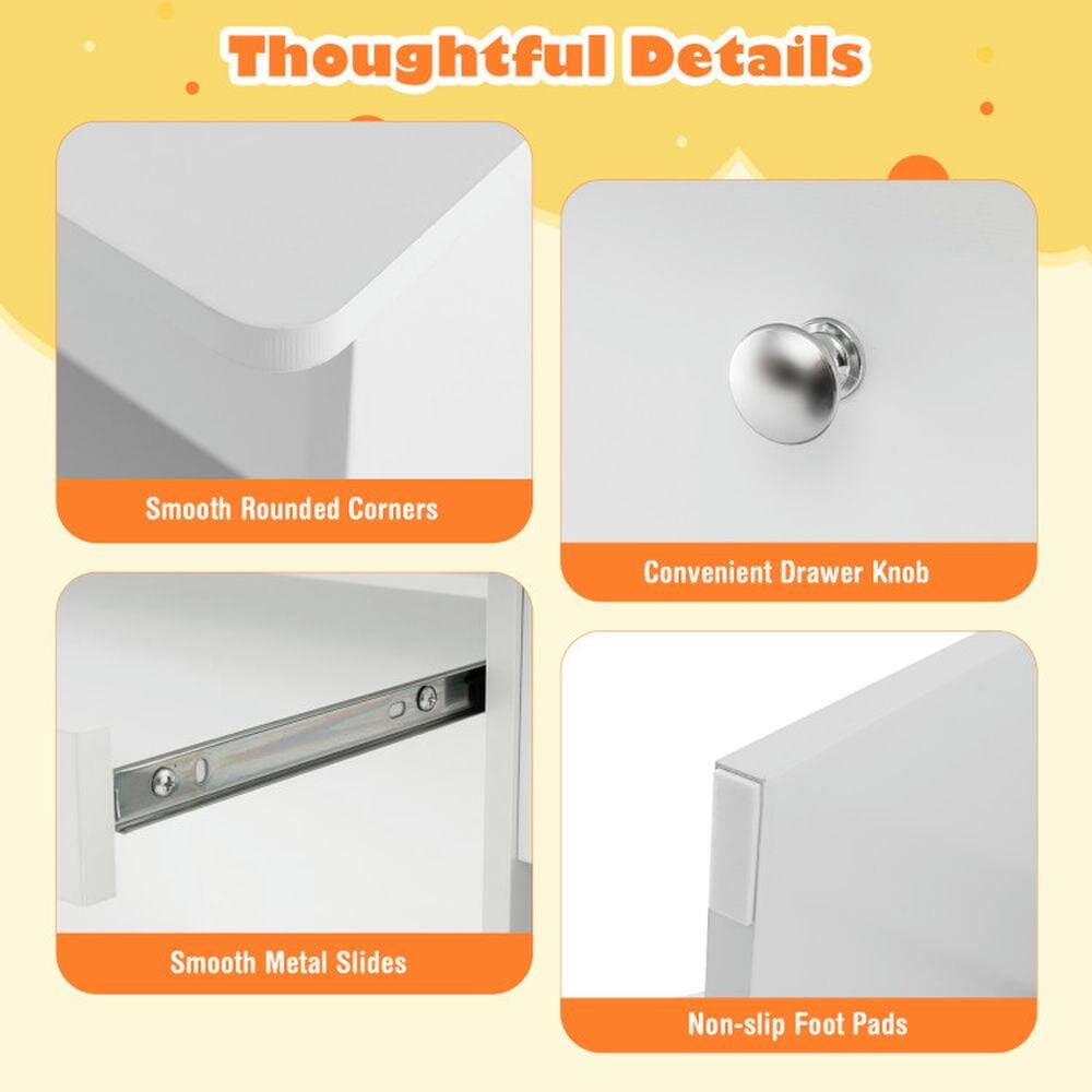 Thoughtful Details

- Smooth Rounded Corners
- Convenient Drawer Knob
- Smooth Metal Slides
- Non-slip Foot Pads
