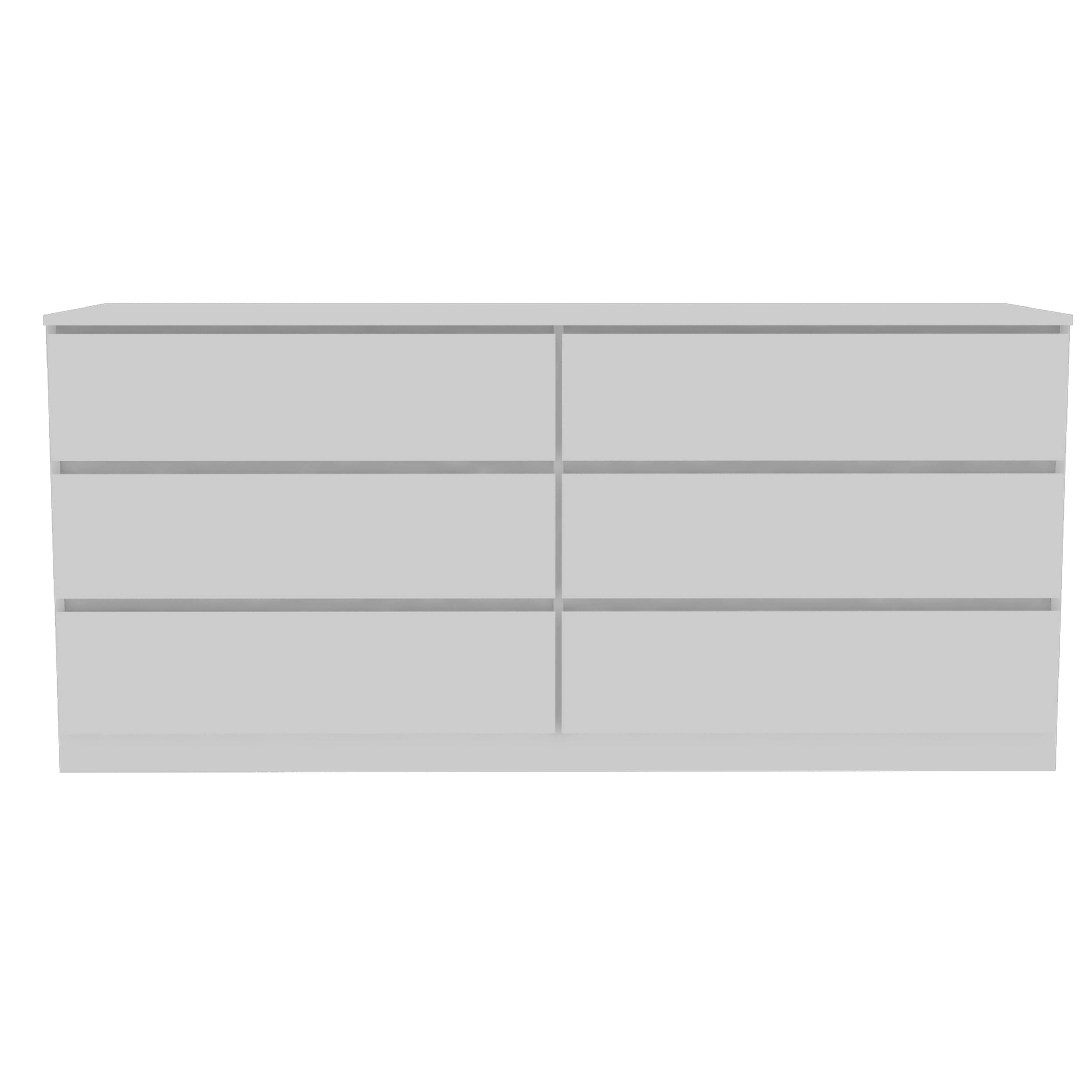 Front. TuHome - Asteria 6 Drawer Double Dresser, Metal Handles - White.