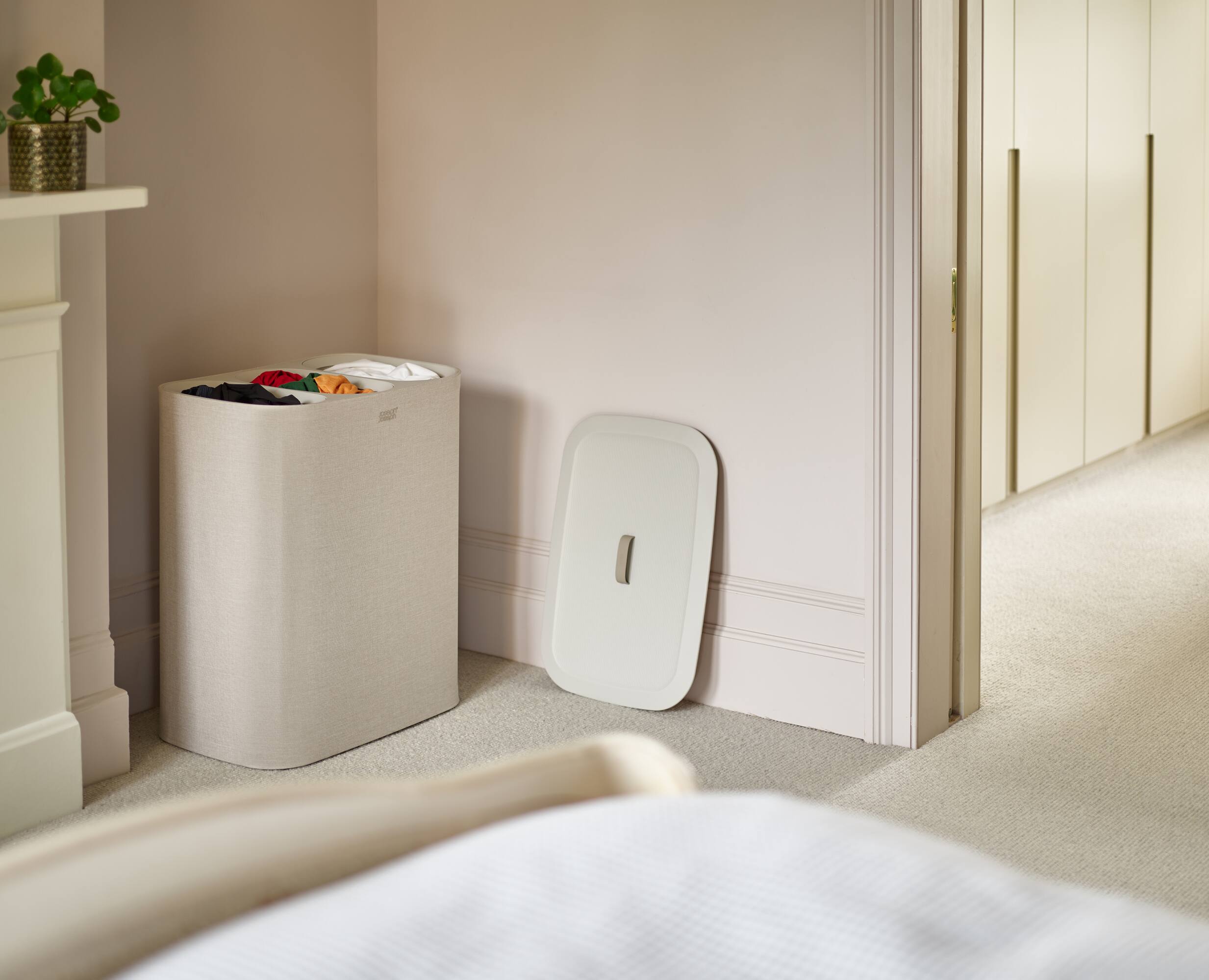 Alt View 2. Joseph Joseph - Tota Trio 90-liter Laundry Separation Hamper - Ecru.