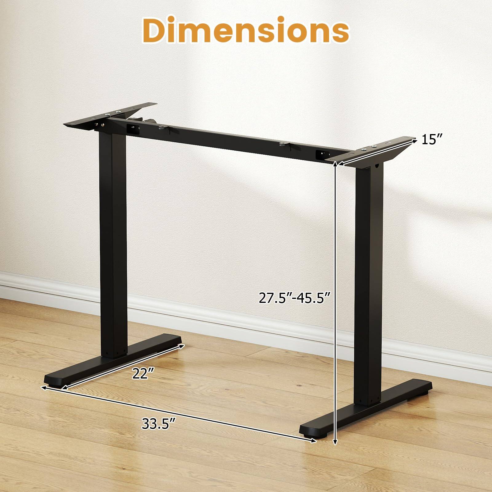 Dimensions: 15" x 27.5"-45.5" x 22" x 33.5"
