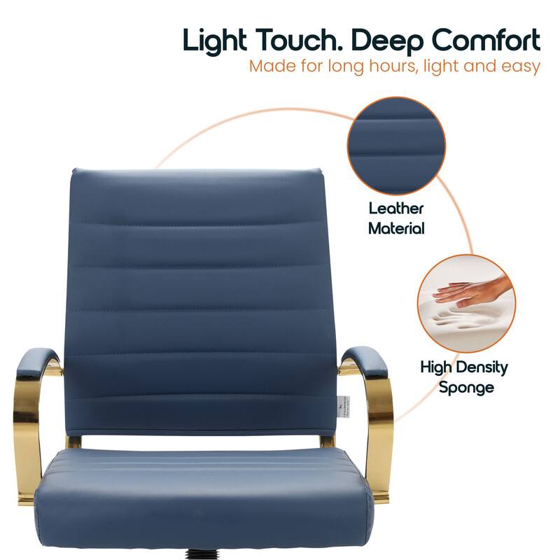 Light Touch. Deep Comfort  
Made for long hours, light and easy  

Leather Material  
High Density Sponge