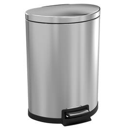 SIMPLYKLEEN - 14.5 Gallon Kitchen Trash Can, Stainless Steel Semi Round Step Pedal Garbage Bin Soft Close Lid - Silver