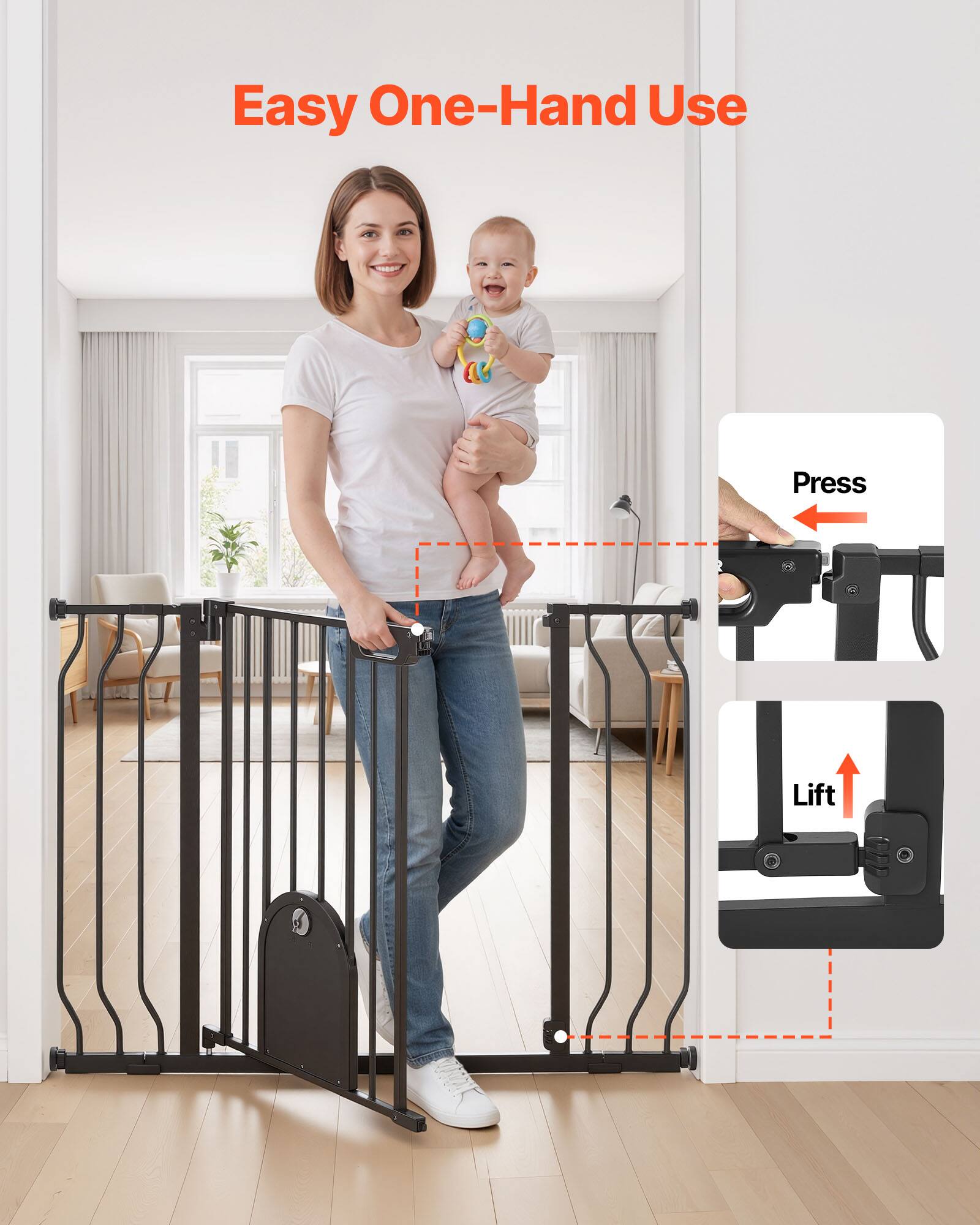 Easy One-Hand Use

Press

Lift