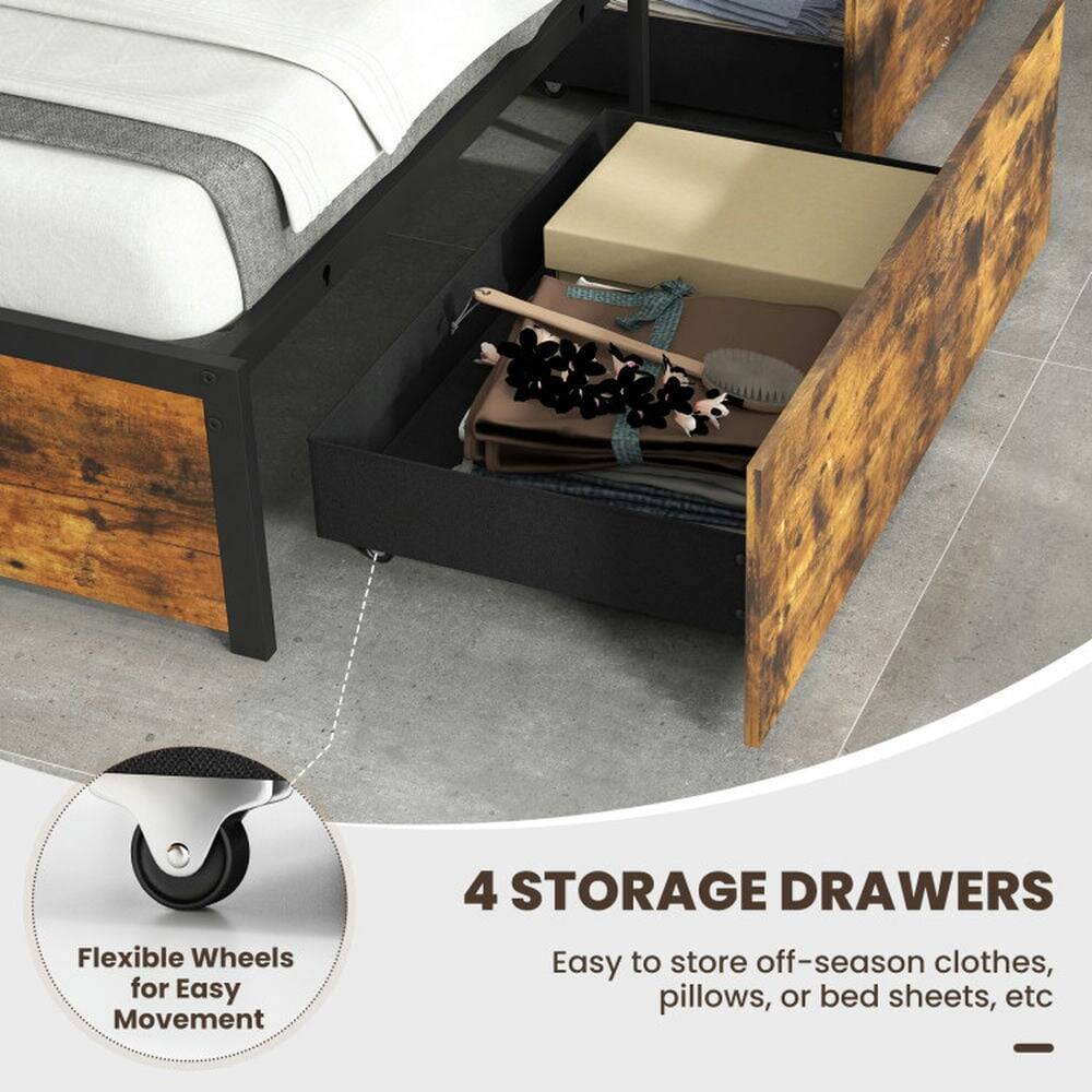 4 STORAGE DRAWERS  
Flexible Wheels for Easy Movement  
Easy to store off-season clothes, pillows, or bed sheets, etc.