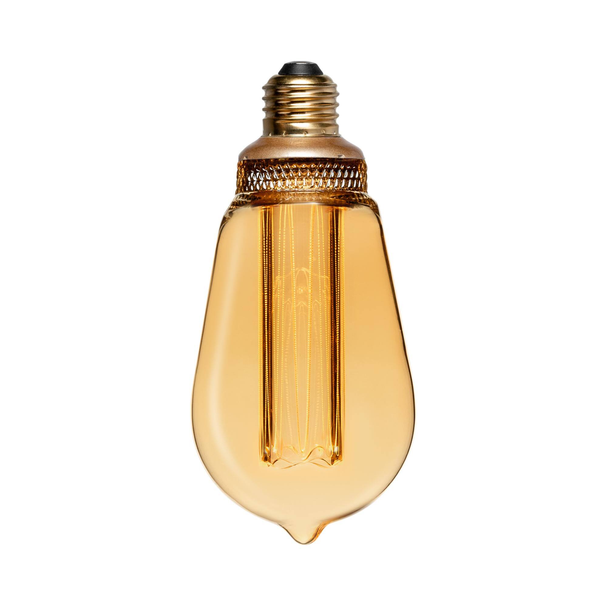 Front. Next Glow - ST64 Vintage LED Edison Bulbs 3.5W (20W Eq), E26 Base, Dimmable Warm Amber Light for Home, Kitchen, Décor - Grey.