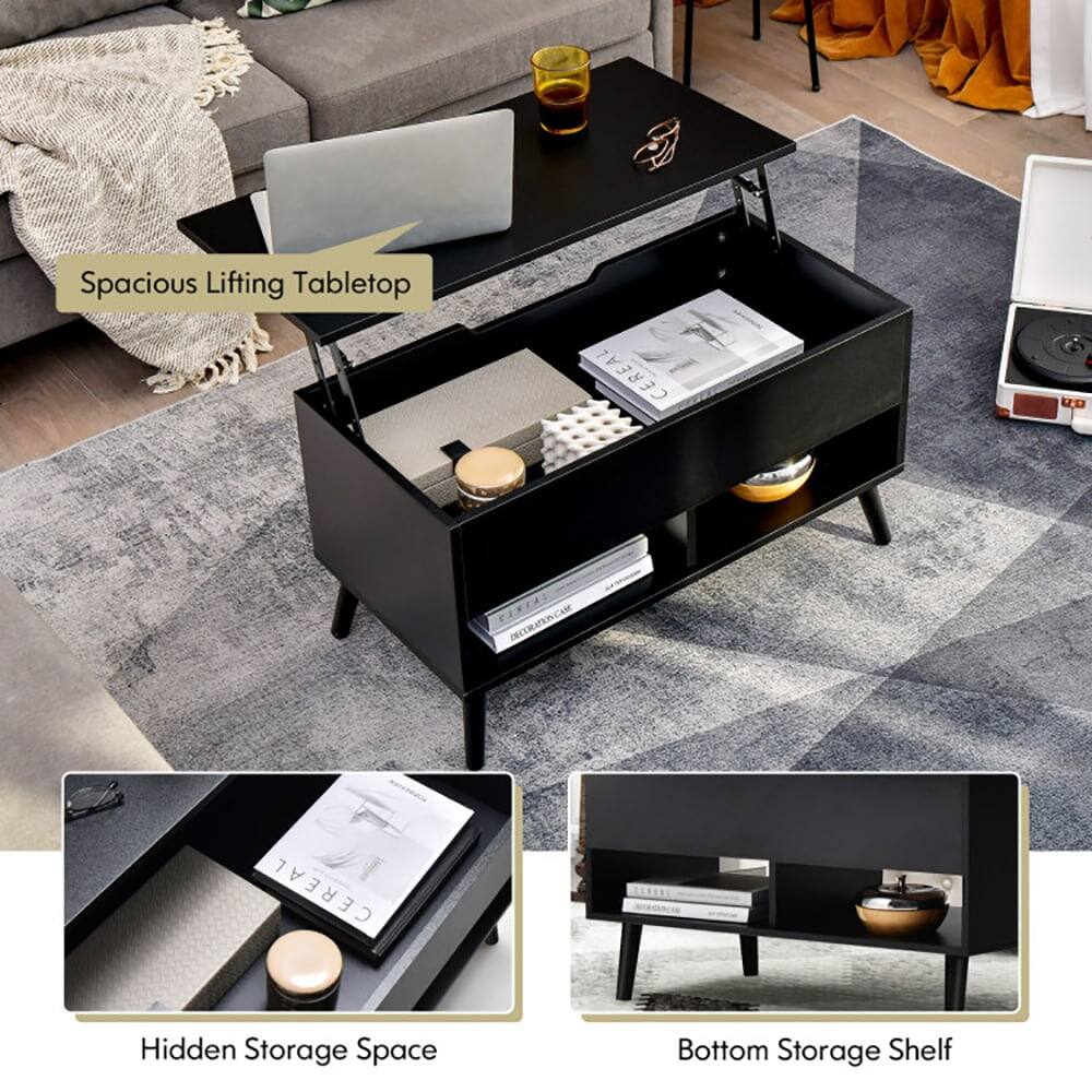 Spacious Lifting Tabletop  
Hidden Storage Space  
Bottom Storage Shelf