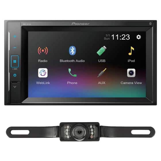 Pioneer - DMH-241EX 6.2" Digital multimedia receiver (does not play discs) + SV5130IR - License Plate Style Backup Camera - Black