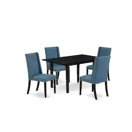 East West Furniture - Dining Table- Parson Chairs - Brown