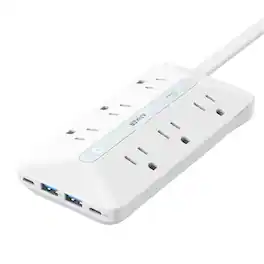 Anker - A91F2121 6-Outlet 1875W 5 ft. Cord Surge Protector - White