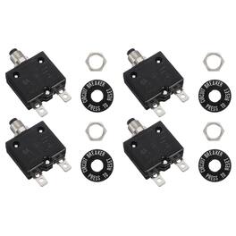 Unique Bargains - 4pcs 6A Push Button Circuit Breaker, 125/250V AC,50V DC, Manual Reset Thermal Overload Protector for Industrial - Black
