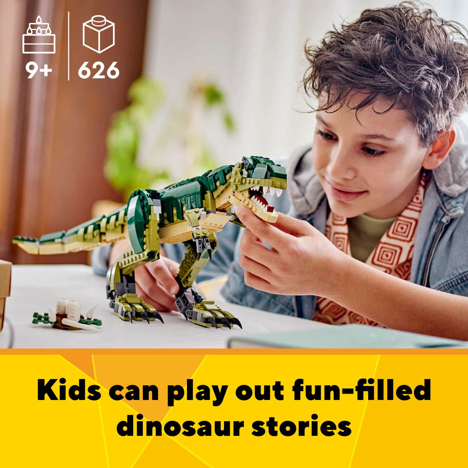 9+ 626 Kids can play out fun-filled dinosaur stories.
