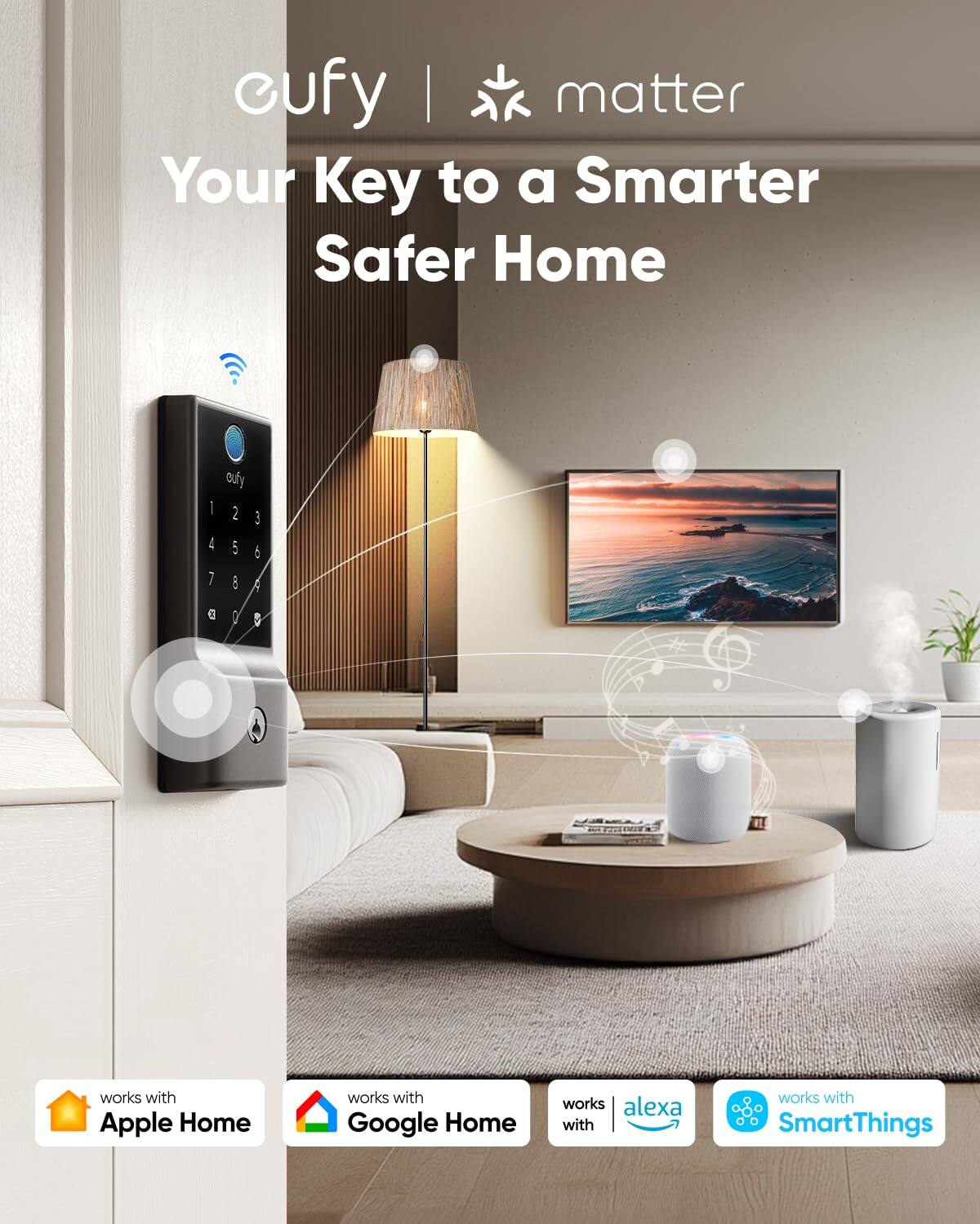 cufy | matter Your Key to a Smarter Safer Home works with Apple Home works with Google Home works with Alexa works with SmartThings