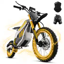 Hover Heart - Electric Dirt Bike 1500W 48V 30Ah Dual Battery 3-Speed Up to 42 MPH Hydraulic Brakes Adjustable Suspension - 59.8 in - Gold