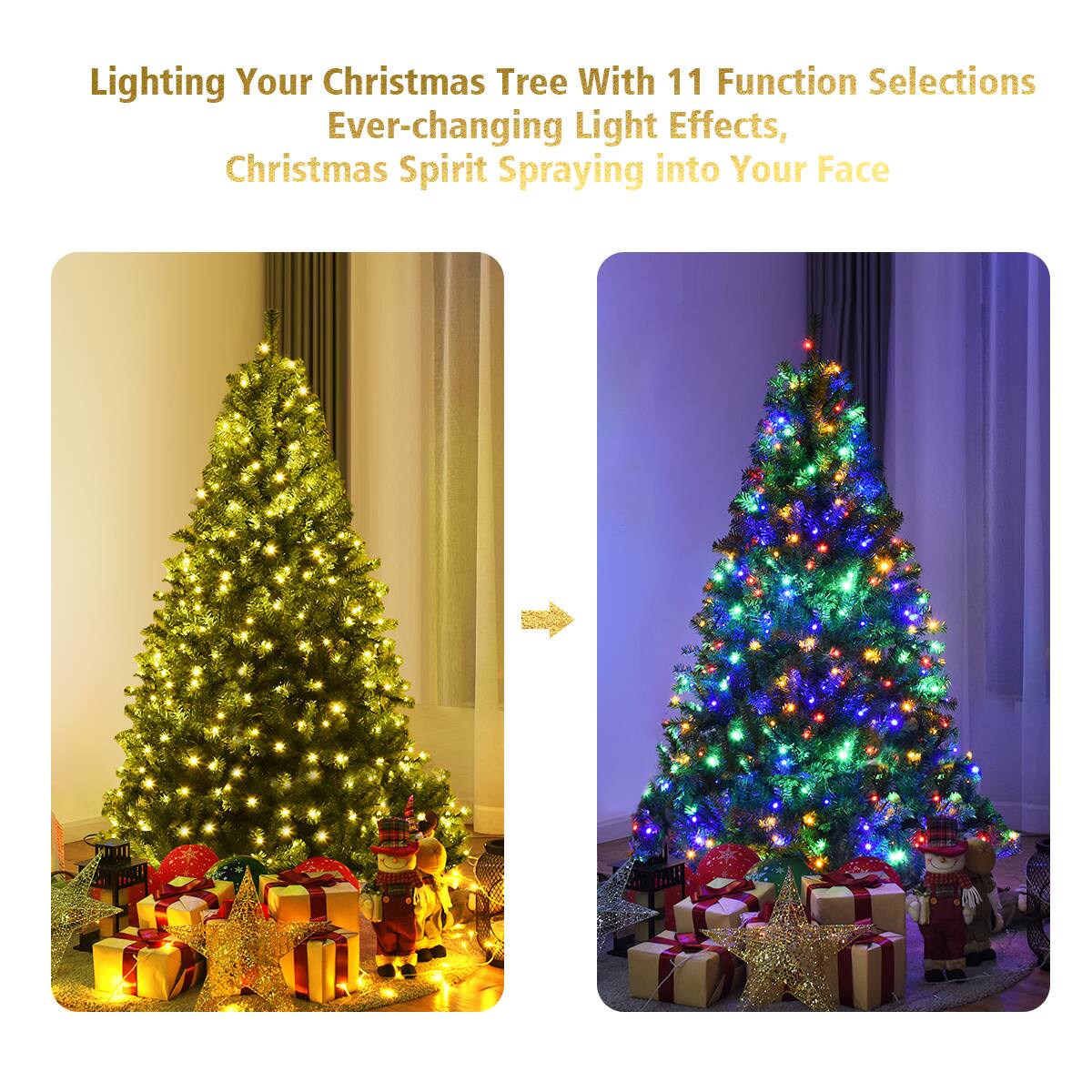 Lighting Your Christmas Tree with 11 Function Selections: Ever-changing Light Effects, Christmas Spirit Spraying into Your Face