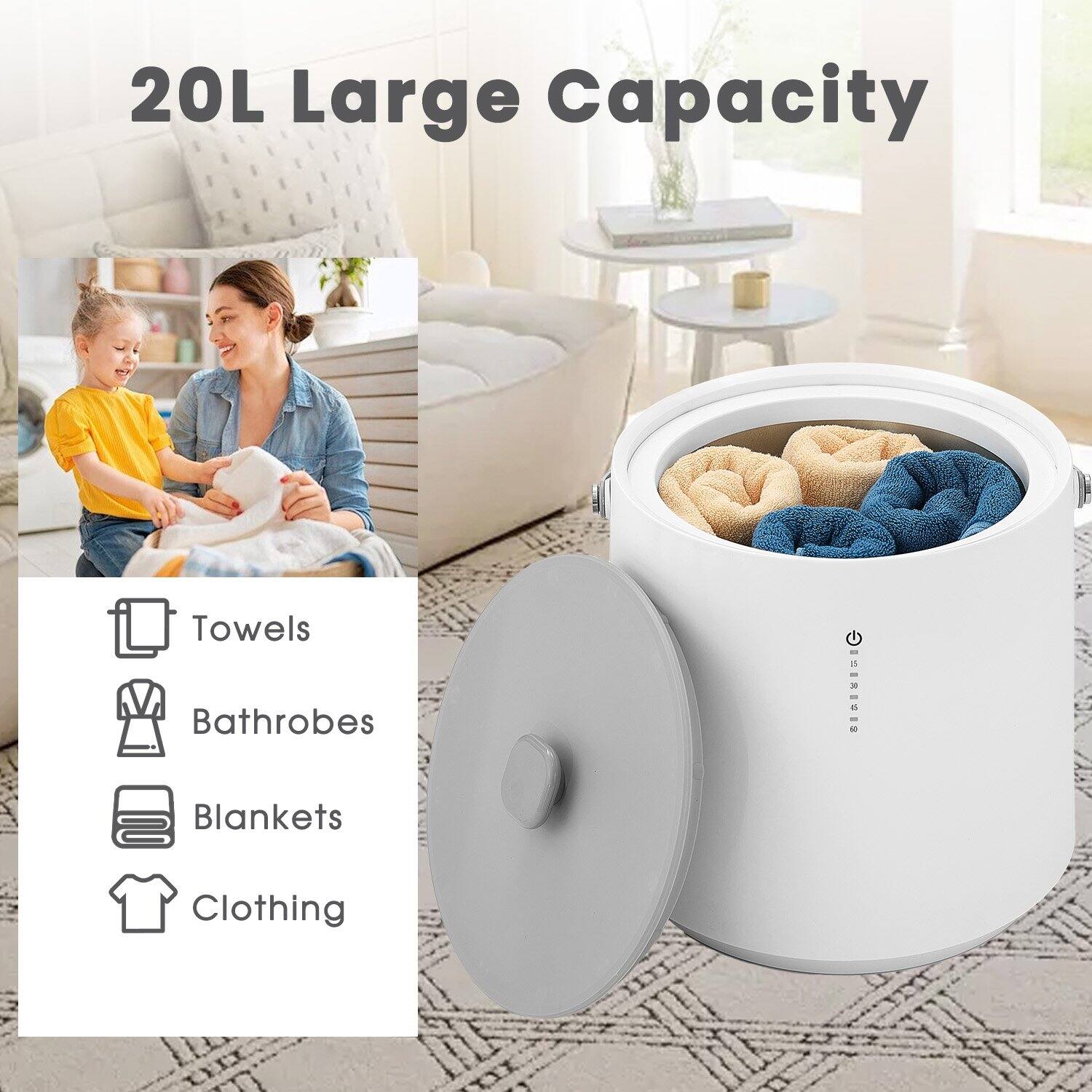TMWINGS 20L Towel Warmer Bucket with 4 Timer, Auto Shut Off & LED ...