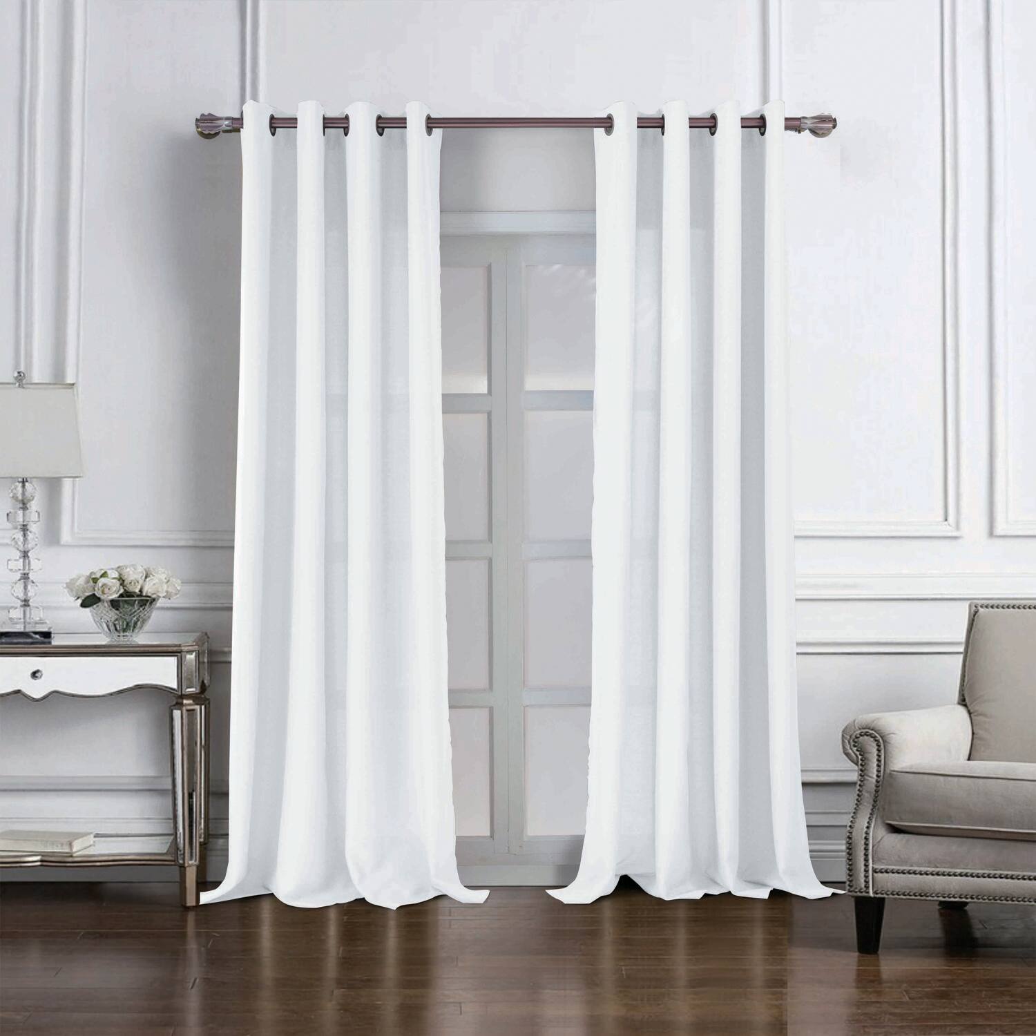 Angle. RT Designers Collection - RT Designers Collection Cole Textured Grommet Room Darkening Curtain Panel 54" x 84" White - White.