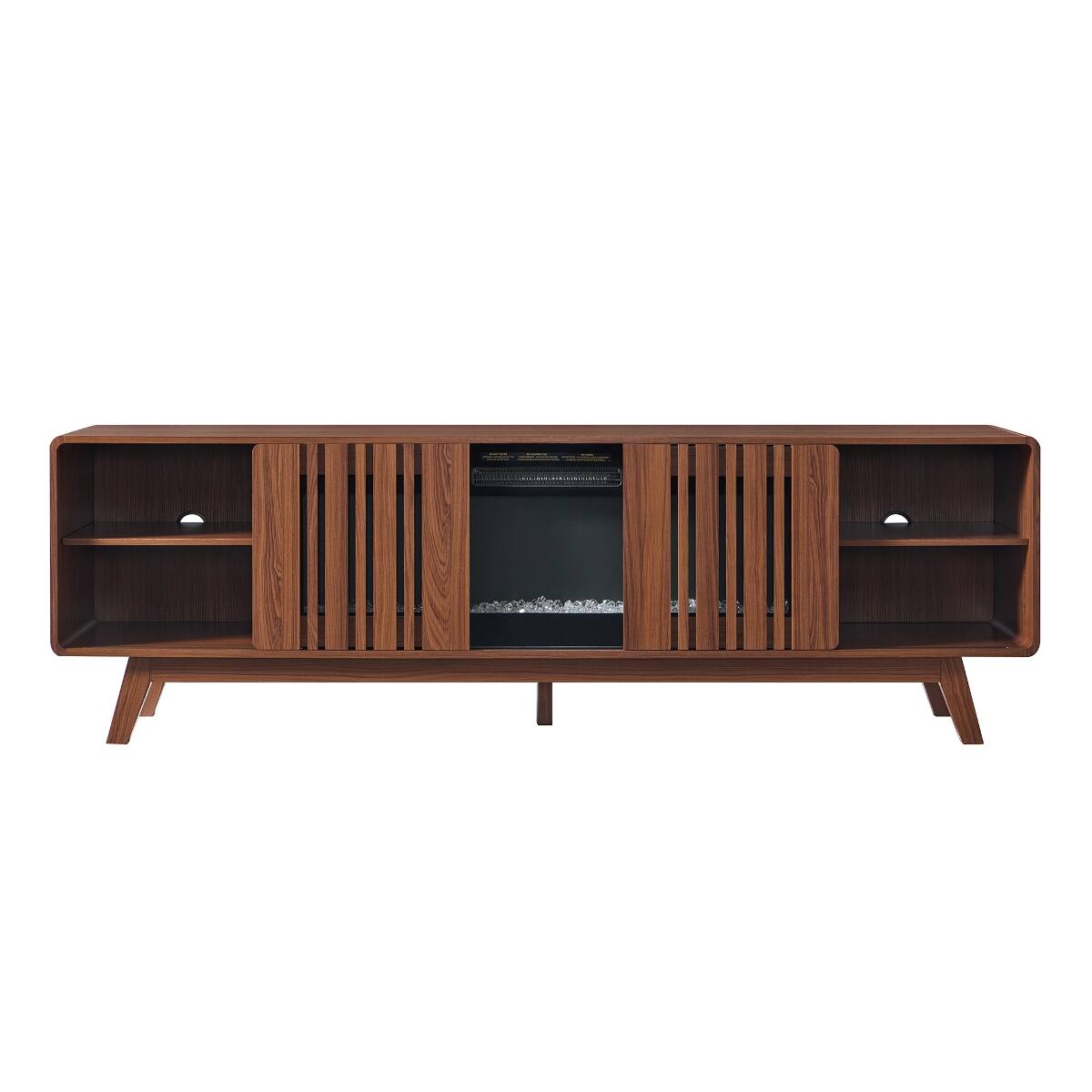 Alt View 3. Loheer - Loheer 78 inch electric fireplace tv stand for 85 inch tv, Walnut - Walnut.