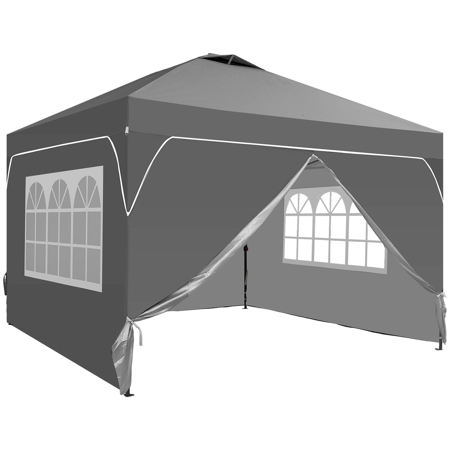 Alt View 2. Ainfox - Ainfox 12x12 Pop Up Canopy Outside Canopy with Wheeled Carry Bag SandBags and Ground Nails - gray.