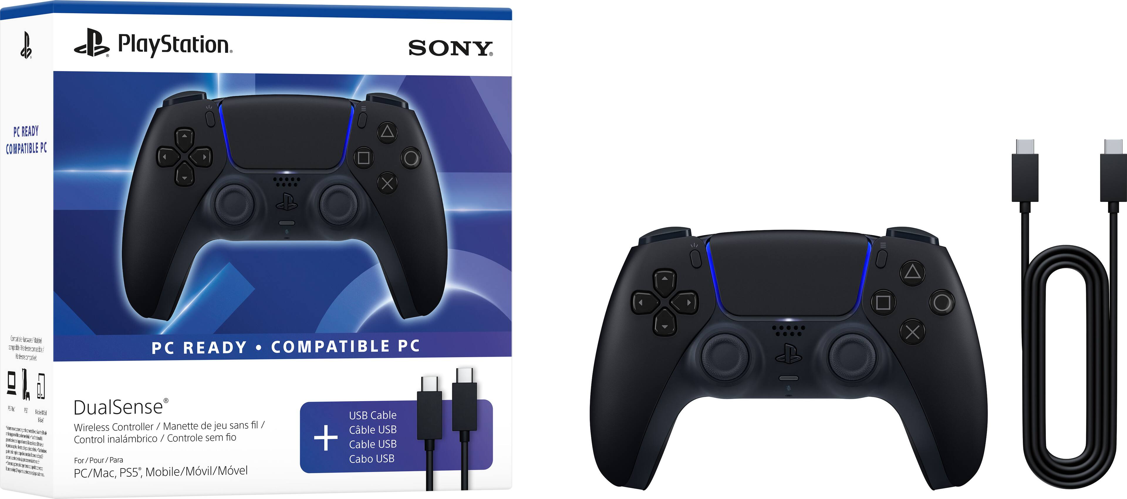 PlayStation. SONY. PC READY COMPATIBLE PC

DualSense Wireless Controller / Manette de jeu sans fil / Control inalámbrico / Controle sem fio + Cable USB

For/Pour/Para PC/Mac, PS5, Mobile/Móvil/Movel