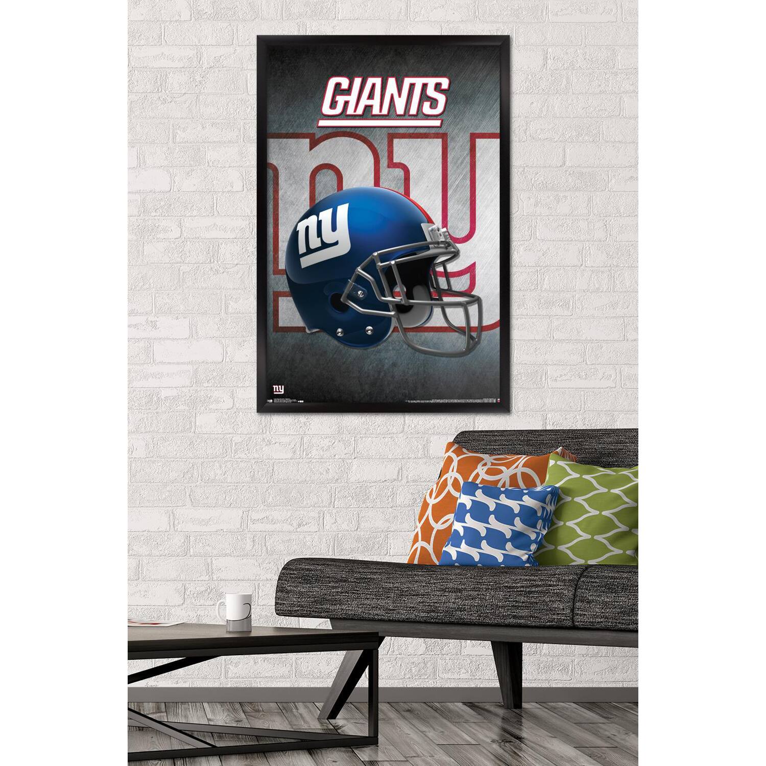 Alt View 1. Trends International - New York Giants 24.25'' x 35.75'' Framed Team Helmet Poster - Multicolor.