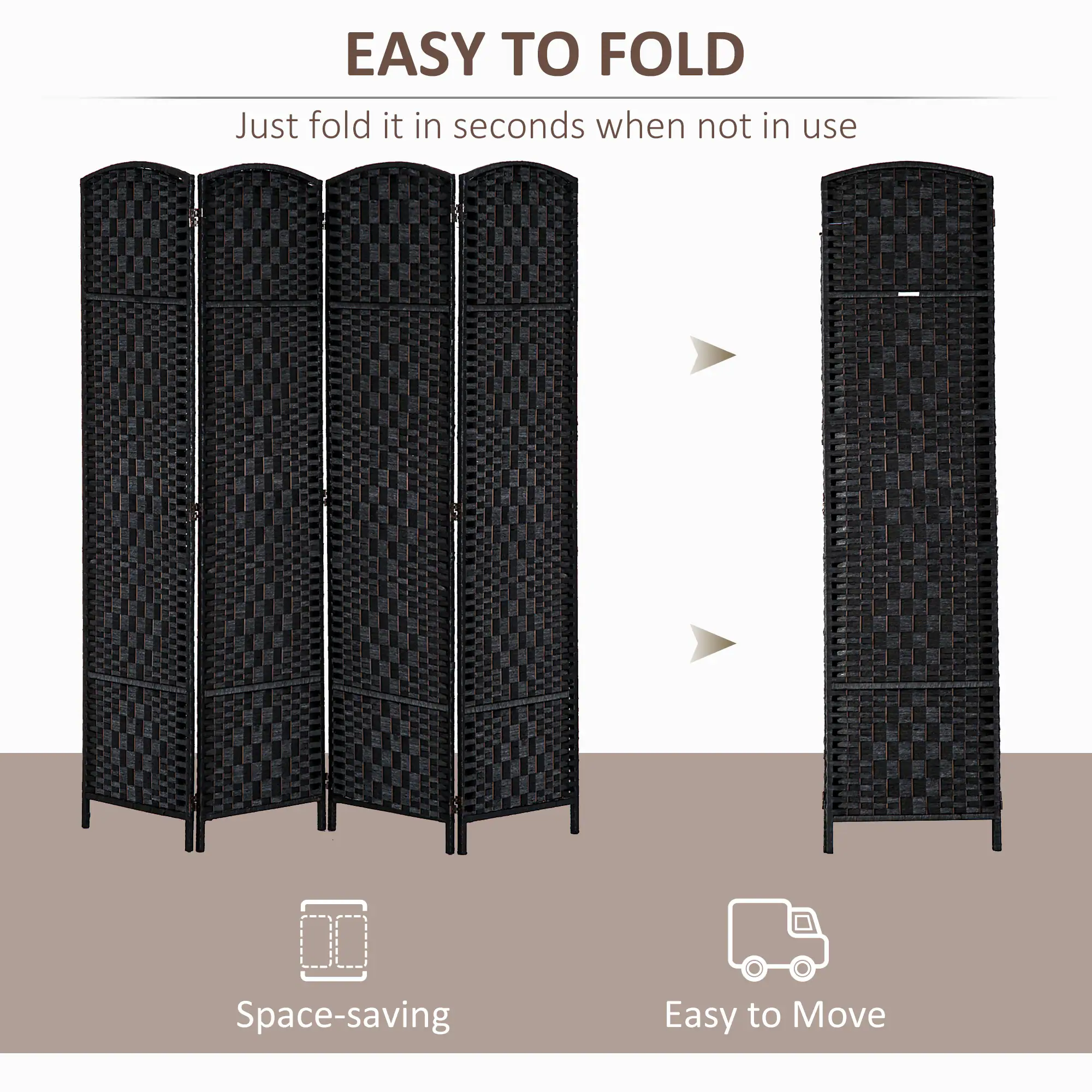 EASY TO FOLD  
Just fold it in seconds when not in use

Space-saving  
Easy to Move