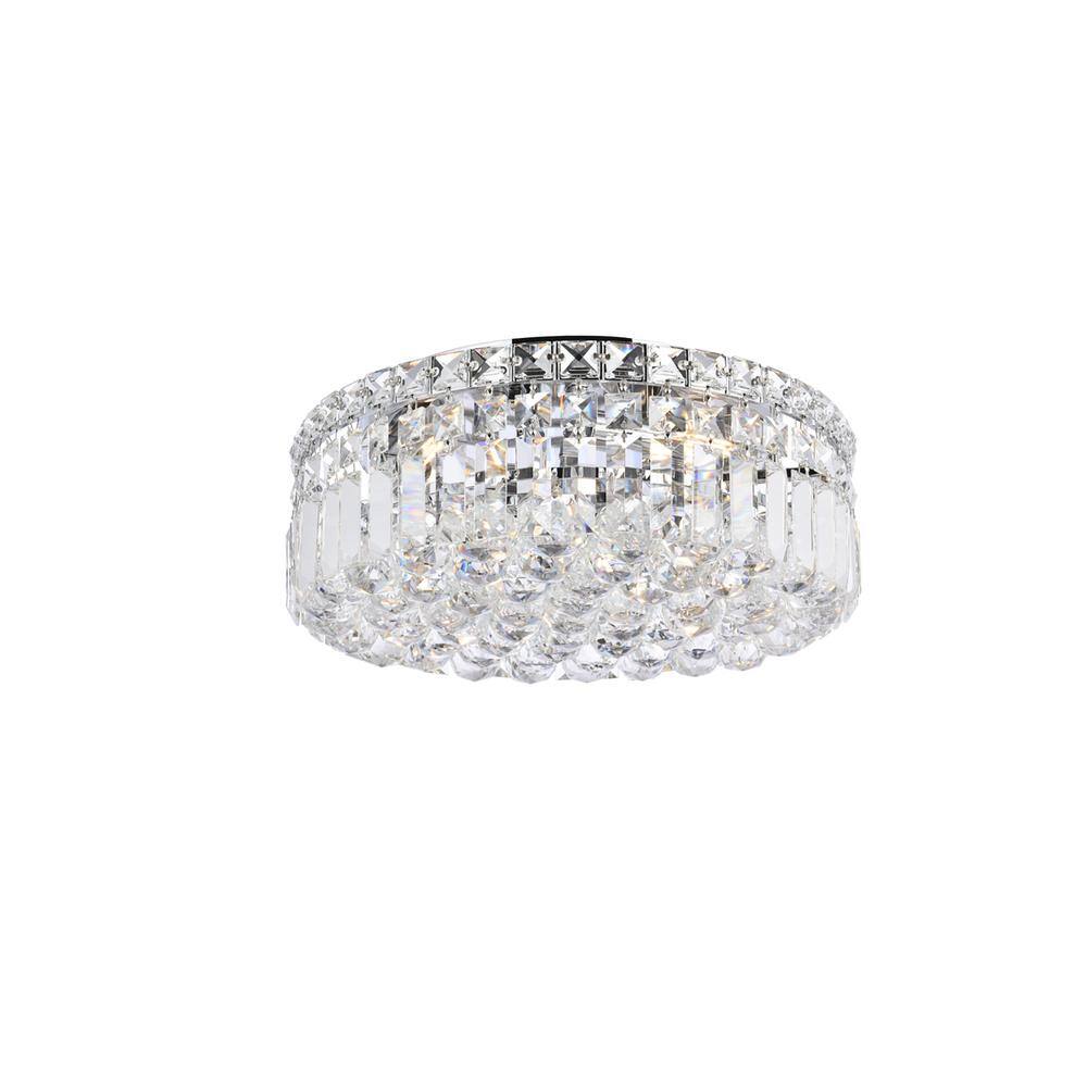 Angle. Elegant Lighting - Maxime 5 light Chrome Flush Mount Clear Royal Cut Crystal - Chrome.