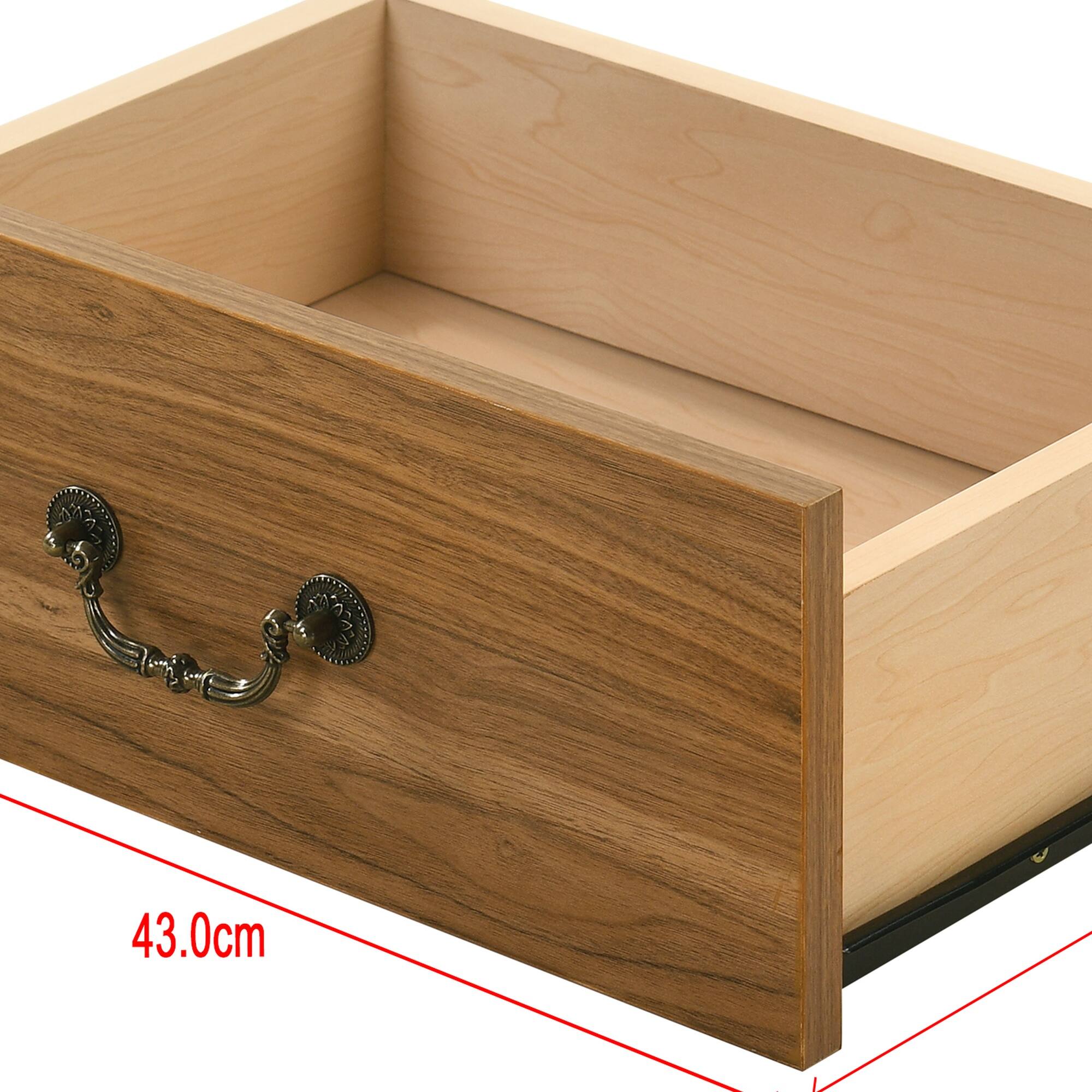 Alt View 2. Vaczon - Rustic Walnut Nightstands (Set of 2) with Open Shelf and 2 Drawers - Walnut.