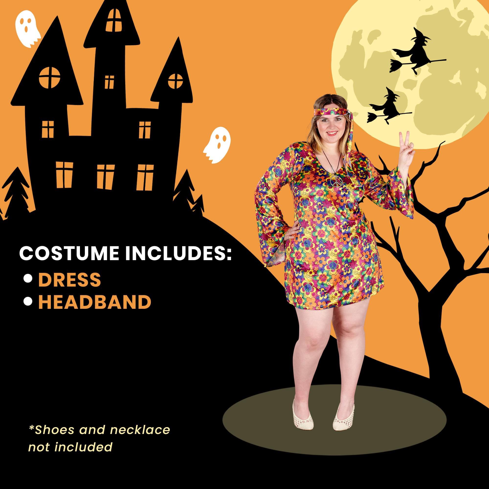 COSTUME INCLUDES:  
- DRESS  
- HEADBAND  

*Shoes and necklace not included