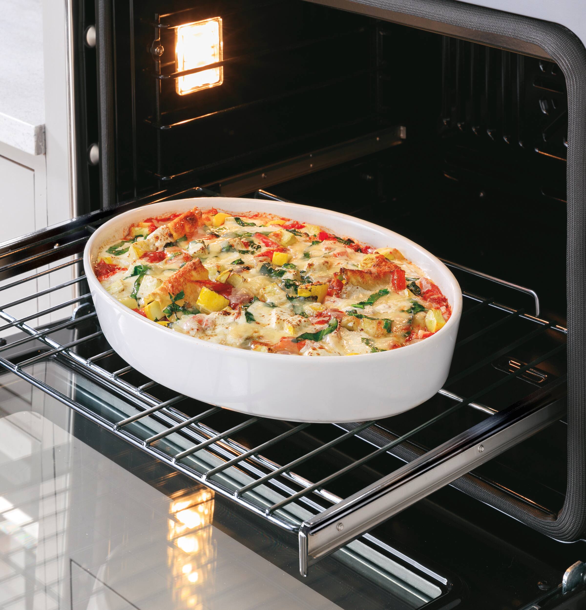 Alt View 19. GE Profile - 30" Built-In Single Electric Convection Wall Oven with Built-In Microwave - Stainless steel.