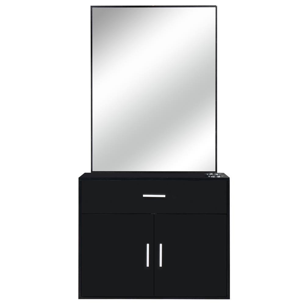 Alt View 2. Winado - Wall Mount Barber Salon Station with Mirror for Hair Styling Makeup Beauty - Black.
