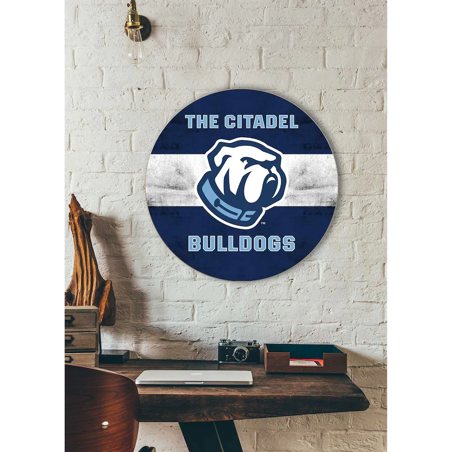 Citadel Sign Jardine Citadel Bulldogs 20'' x 20'' Retro Logo Circle Sign Navy ...