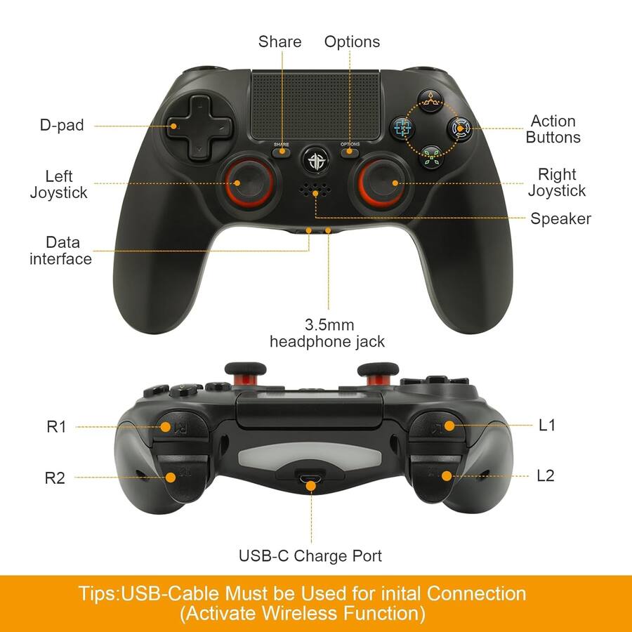 Hm Controllers HM 1810 Wireless Controller For Ps4 Compatible With Ps4/slim/pro/pc ...