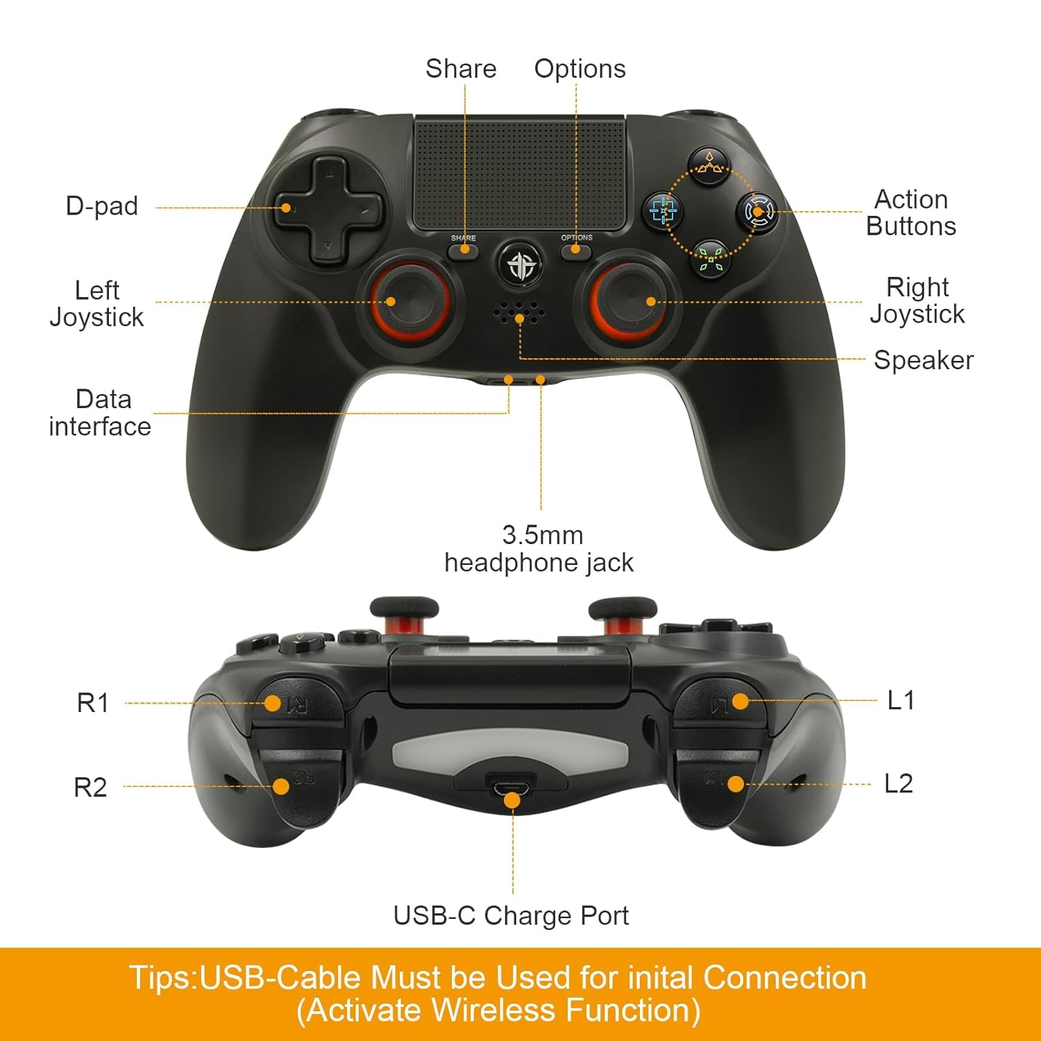 HM 1810 Wireless Controller For Ps4 Compatible With Ps4/slim/pro/pc ...