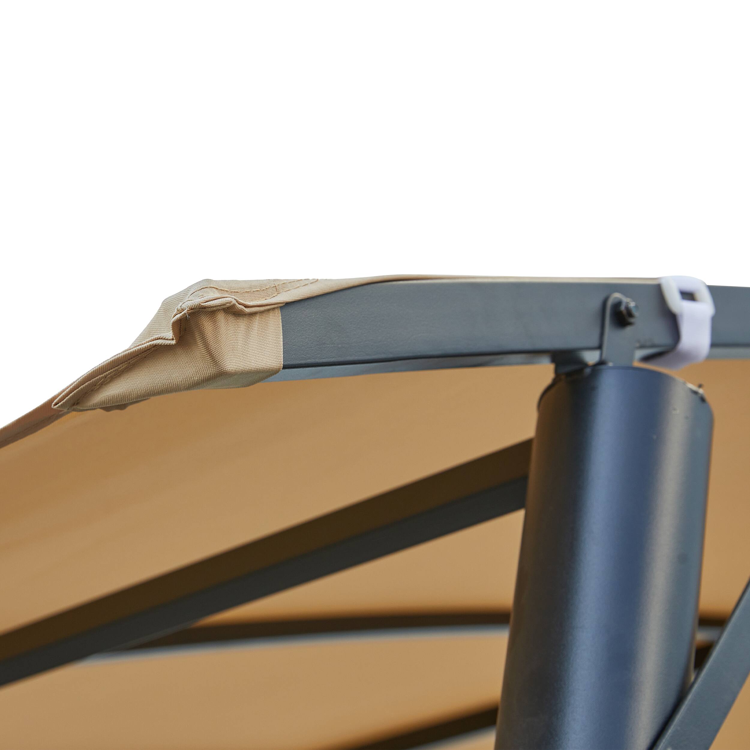 Alt View 4. Mondawe - Steel Outdoor Pergola Gazebo Patio Canopy - Khaki.