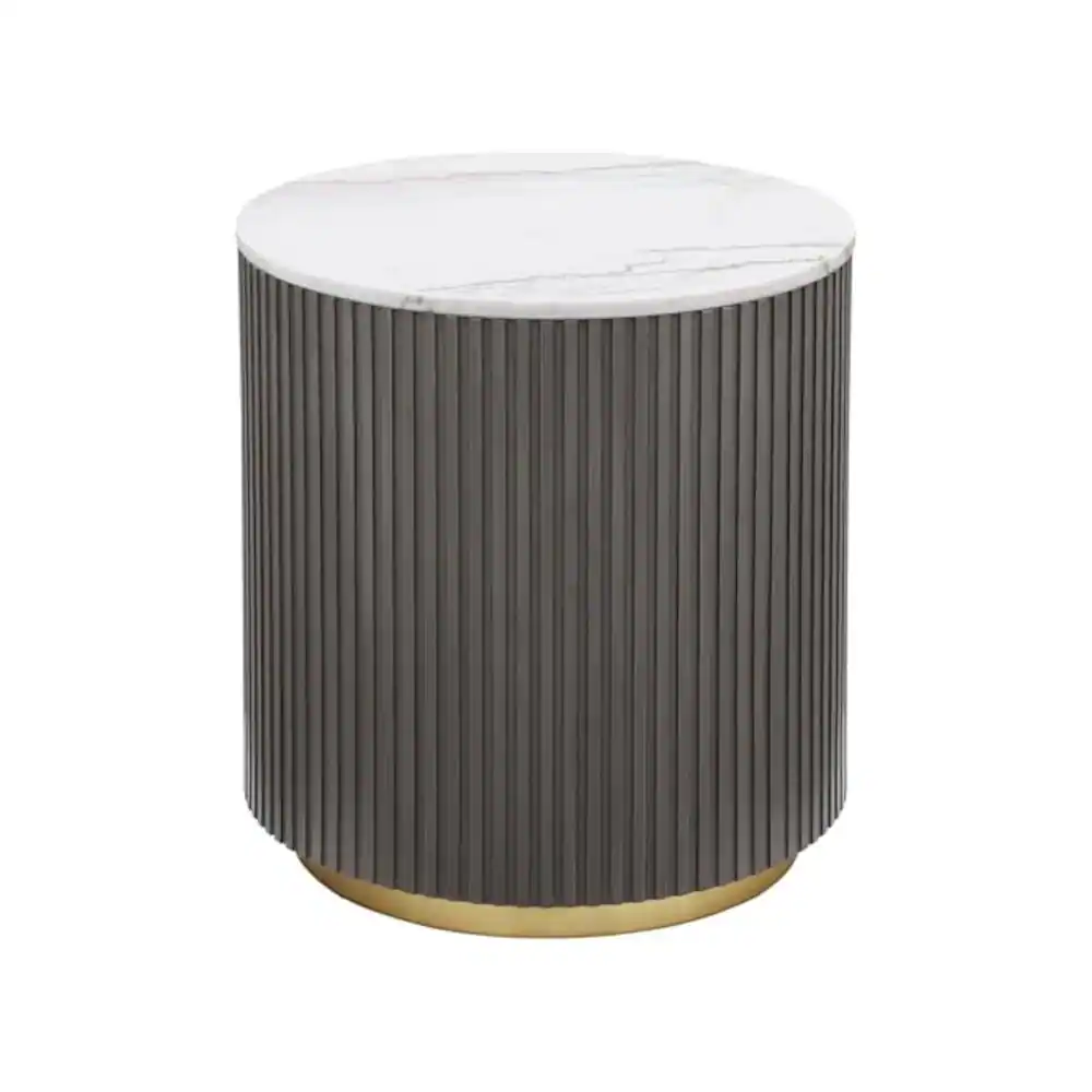 Angle. Coaster Co. of America - Jason 3-piece Round Marble Coffee and End Table Set White - White Marble.