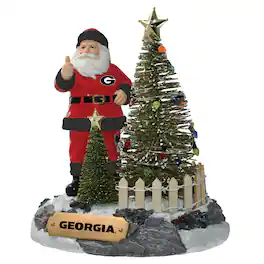 The Memory Company - Georgia Bulldogs Santa Figurine with LED Tree - Multicolor