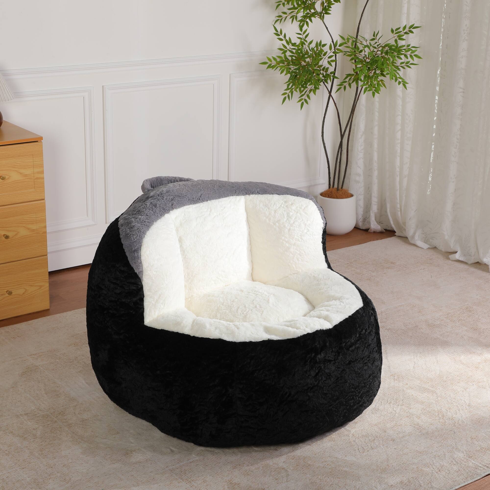 Alt View 9. GOODSILO - Oversized Bean Bag Chair Lounger Sofa with Faux Fur Cover and Shredded Foam Filling for Living Room Comfort - Multicolor.