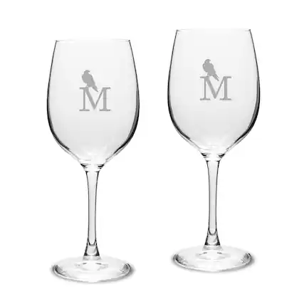 Front. Jardine - Montevallo Falcons Two-Piece 16oz. Traditional White Wine Glass Set - Multicolor.
