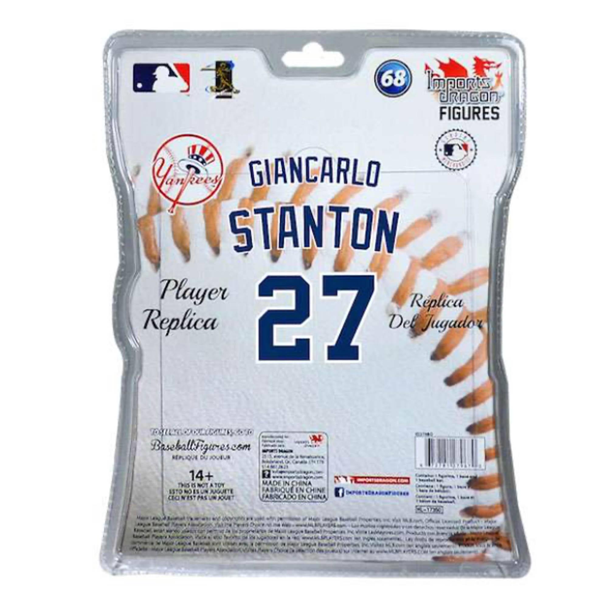Sure, here is the corrected and grouped text from the image:

---

**68 Imports Dragon Figures**

**Yankees**

**GIANCARLO STANTON**

**Player Replica**

**27**

**Replica Del Jugador**

**BaseballFigures.com**

**14+**

**MADE IN CHINA**

**FABRIQUÉ EN CHINE**

**FABRICADO EN CHINA**

**This product is not a toy. Not suitable for children under 14 years.**

**Este producto no es un juguete. No es adecuado para niños menores de 14 años.**

**Ce produit n'est pas un jouet. Ne convient pas aux enfants de moins de 14 ans.**

**Este producto no es un juguete. No es adecuado para niños menores de 14 años.**

**This product is not a toy. Not suitable for children under 14 years.**

**Este producto no es un juguete. No es adecuado para niños menores de 14 años.**

**Ce produit n'est pas un jouet. Ne convient pas aux enfants de moins de 14 ans.**

**Este