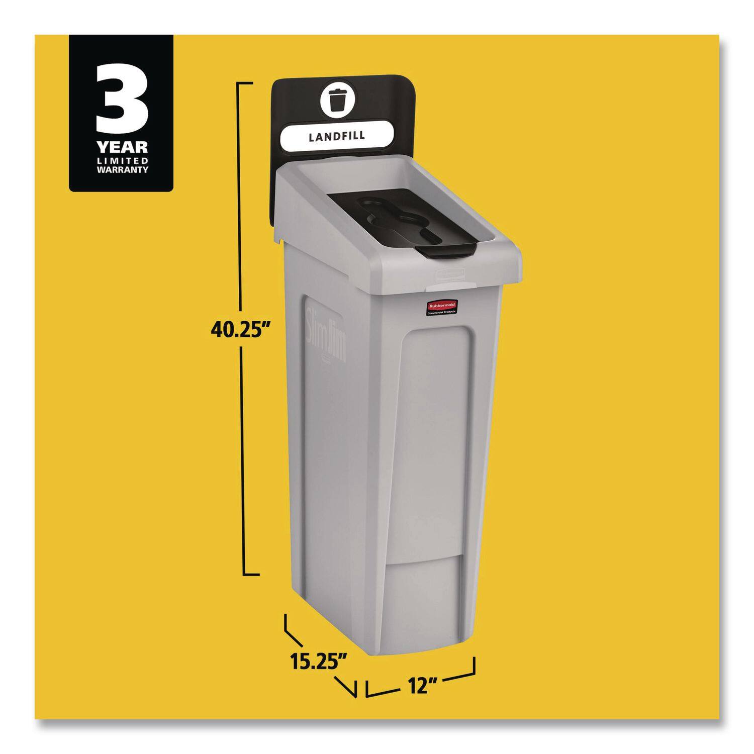 3 YEAR LIMITED WARRANTY LANDFILL  
40.25" H x 15.25" W x 12" D