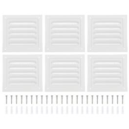 Unique Bargains - 6"x6" Attic Soffit Vent, 6pcs Aluminum Alloy HVAC Air Vent Cover with Screen Mesh and Screw for Wall Ceiling Attic - White