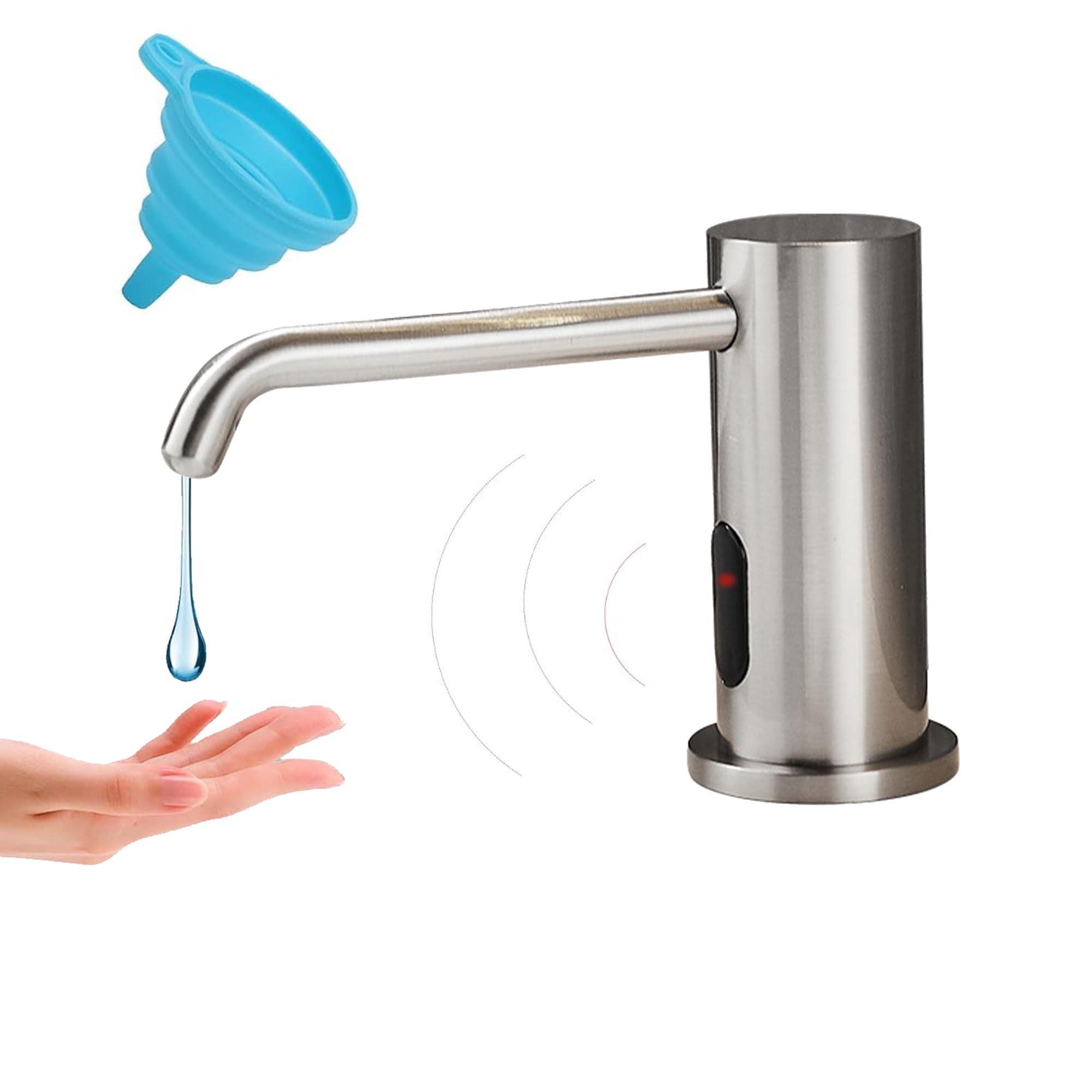 Alt View 1. Dapper Styles - Touchless Automatic Soap Dispenser For Kitchen Bathroom Sink Built In Brushed Nickel Liquid Commercial Elec... - Electroplated-tube.