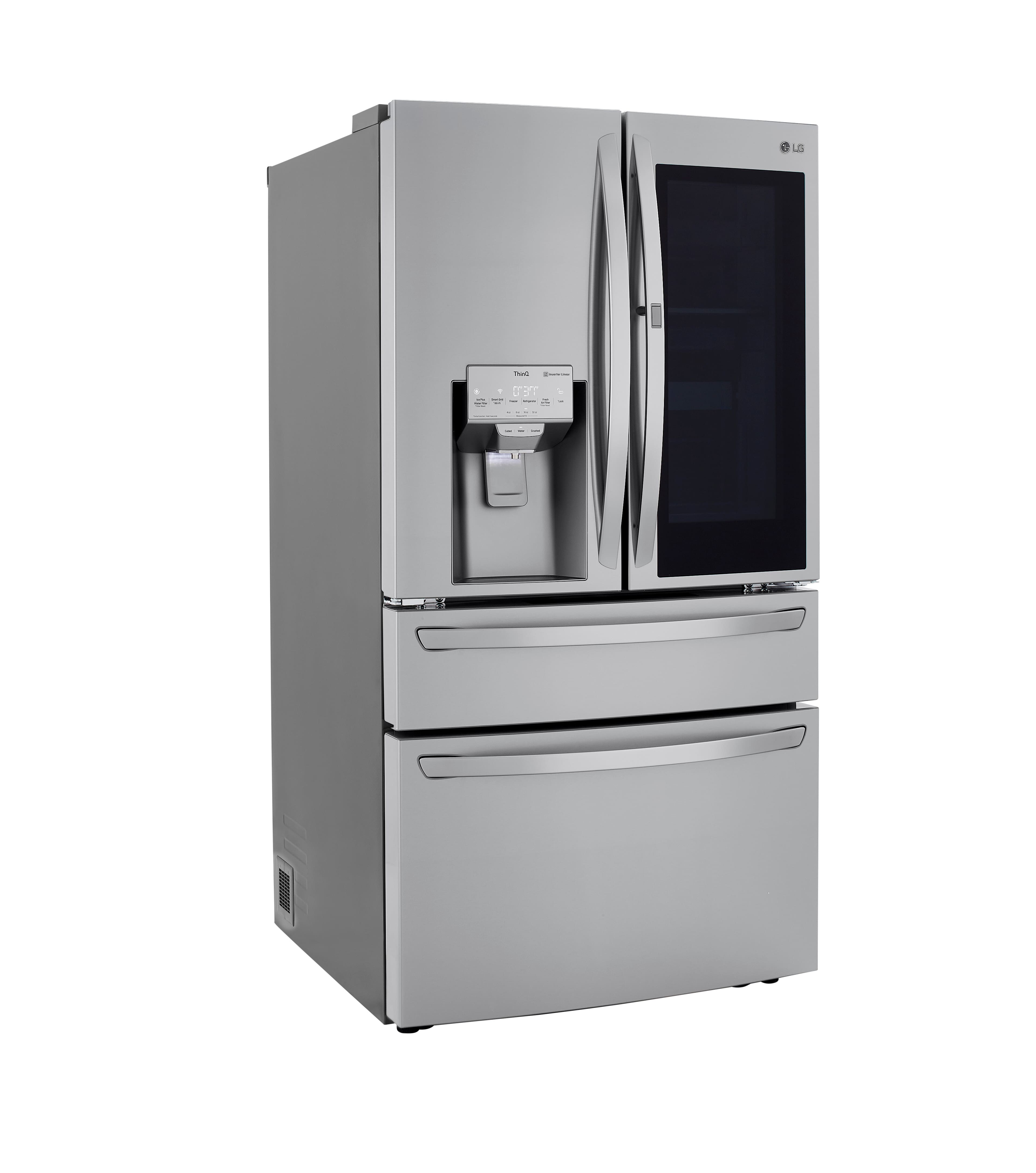Angle. LG - 29.5 Cu. Ft. 4-Door French Door-in-Door Smart Refrigerator with Craft Ice - PrintProof Stainless Steel.
