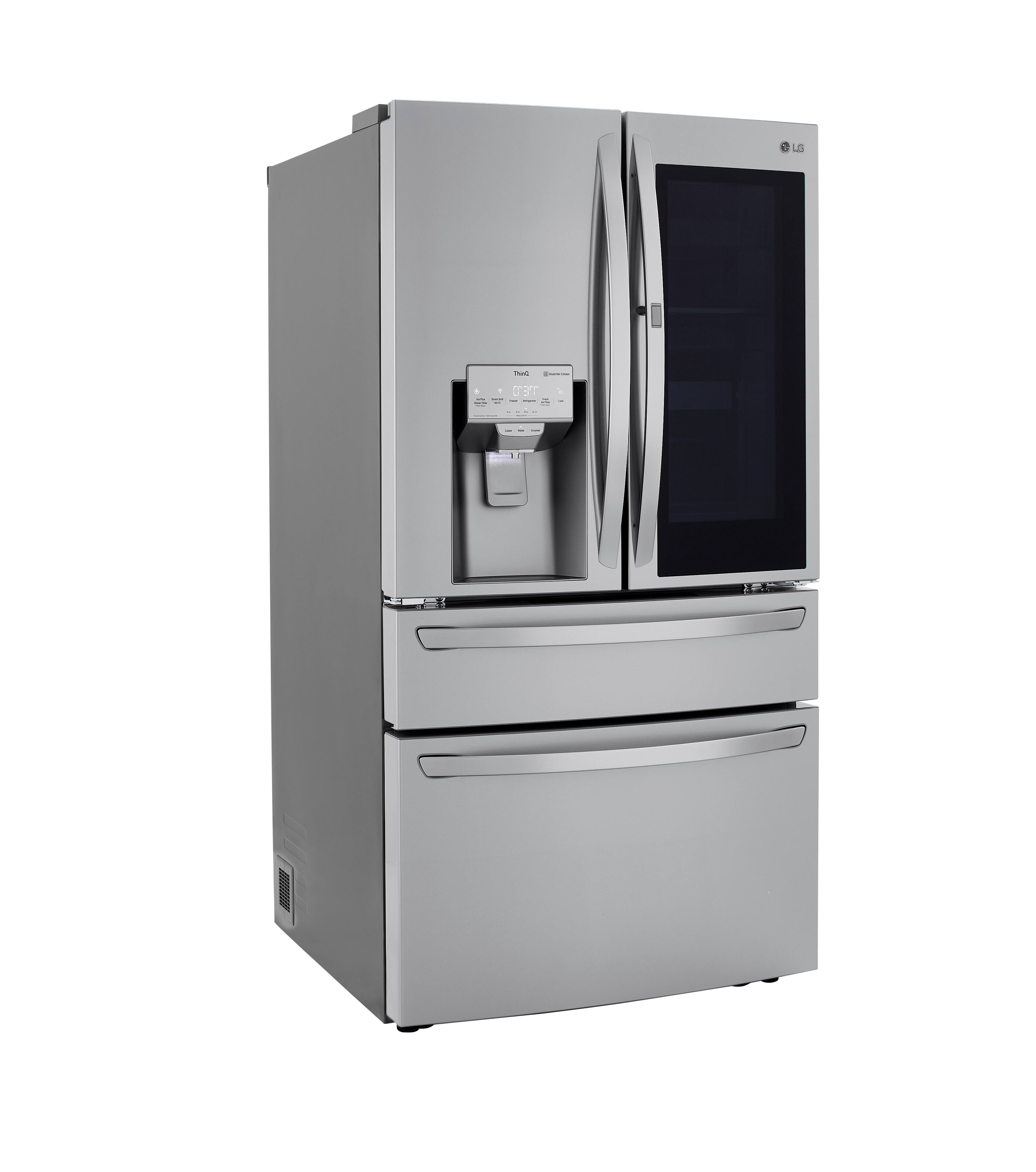 Angle. LG - 29.5 Cu. Ft. 4-Door French Door-in-Door Smart Refrigerator with Craft Ice - PrintProof Stainless Steel.
