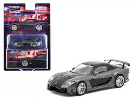 Tarmac Works - Mazda RX-7 "VeilSide Fortune7" RHD (Right Hand Drive) "Global64" Series 1/64 - Gray Metallic and Black