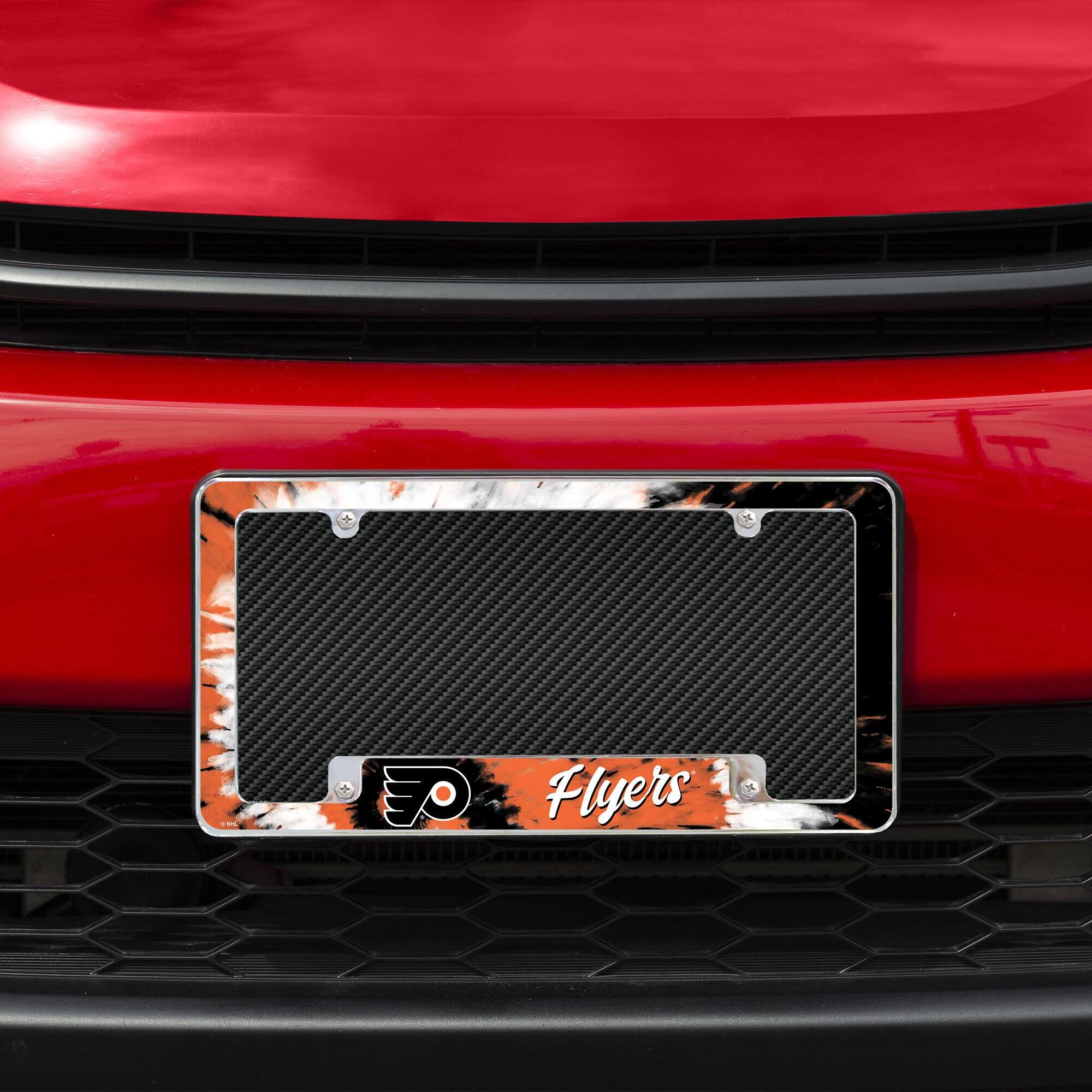 Alt View 2. Rico Industries - Philadelphia Flyers Chrome Metal License Plate Frame with Bold Tie Dye Design - Multi.