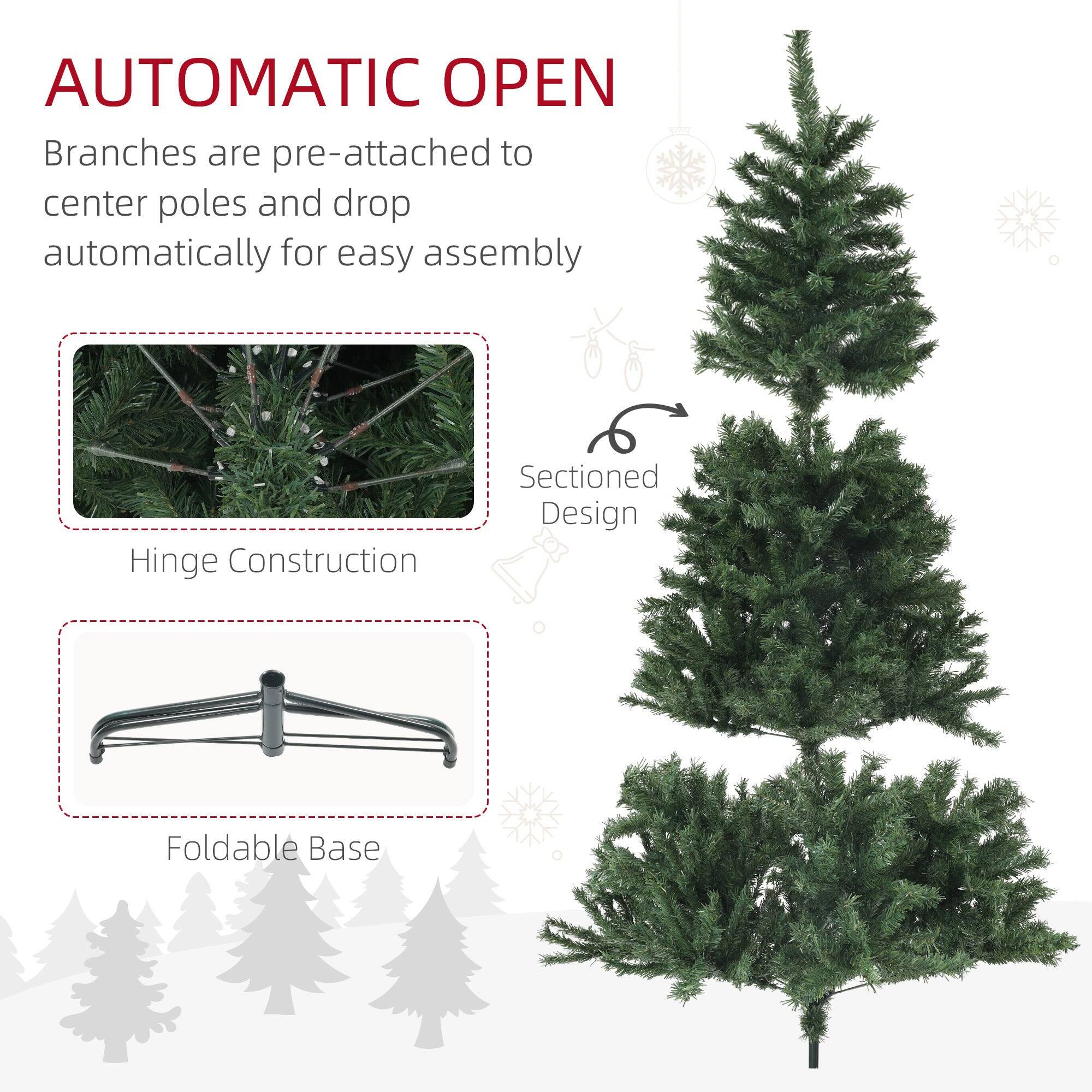 **AUTOMATIC OPEN**

Branches are pre-attached to center poles and drop automatically for easy assembly

- Hinge Construction
- Sectioned Design
- Foldable Base
