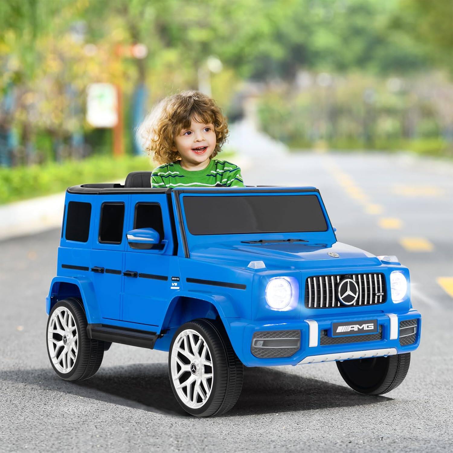 Alt View 4. Costway - Costway 12V Kids Ride On Car Licensed Mercedes Benz G63 Electric Vehicle with Remote Control - Blue.